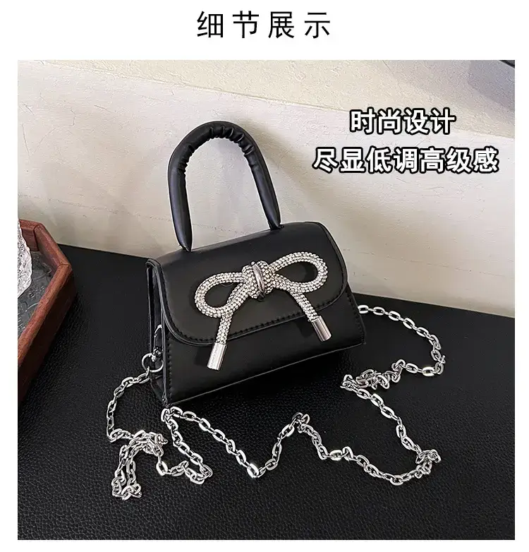 French Style Bow Mini Black Shoulder Crossbody Bag — feature 3