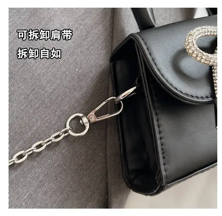 French Style Bow Mini Black Shoulder Crossbody Bag — feature 7