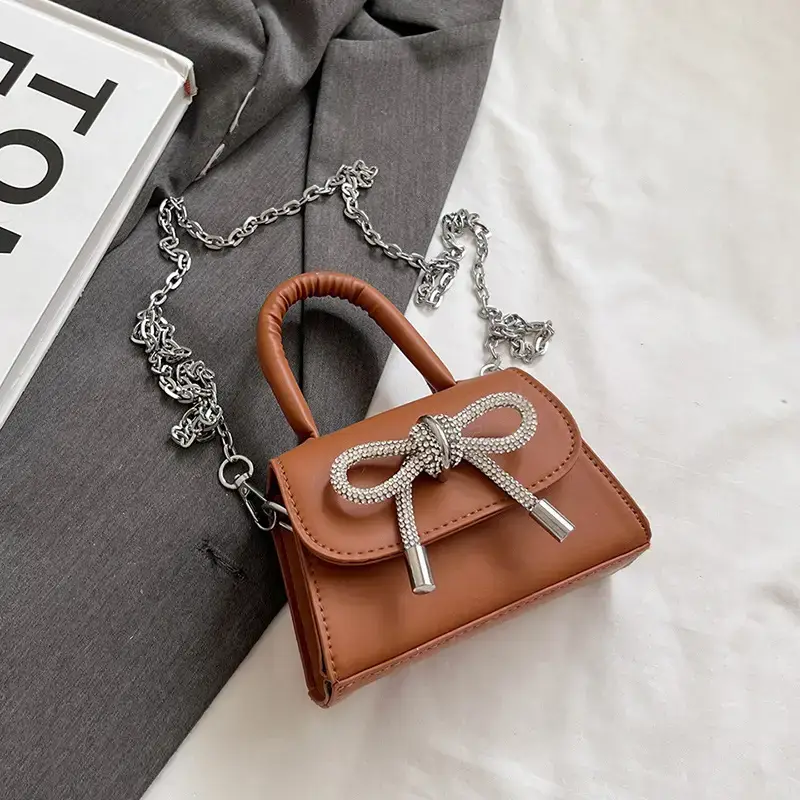 French Style Bow Mini Black Shoulder Crossbody Bag - Image 2