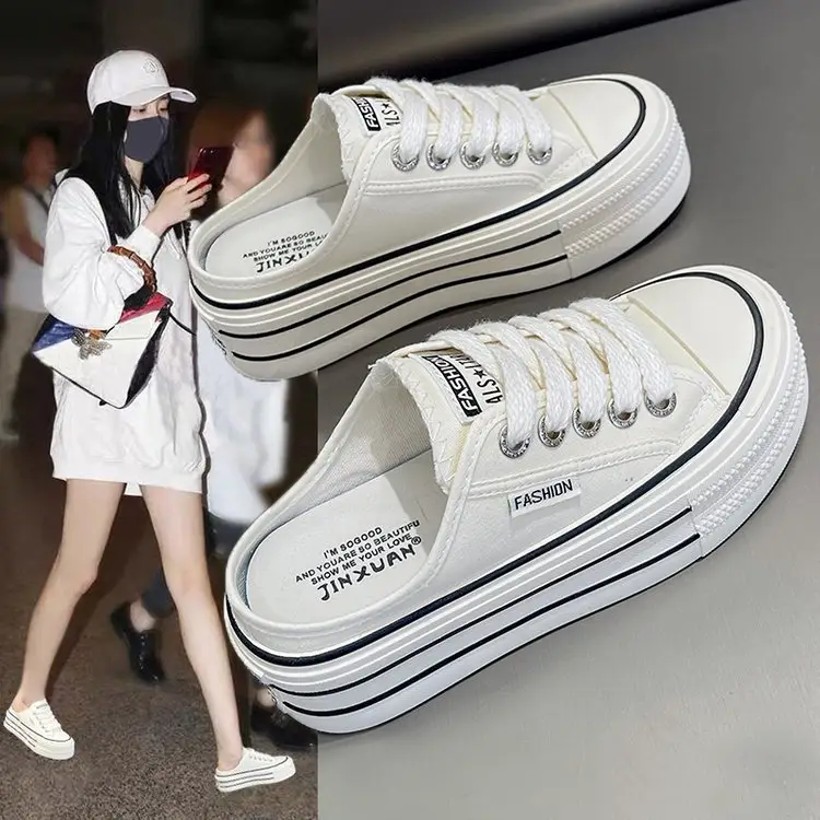 Women's Black Platform Sneakers with White Sole 2024 - Image 4
