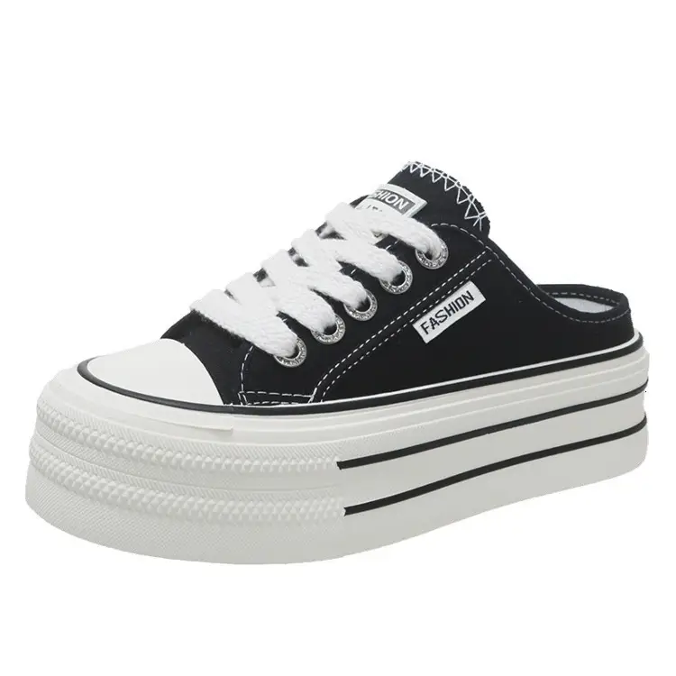 Women's Black Platform Sneakers with White Sole 2024 - Image 7