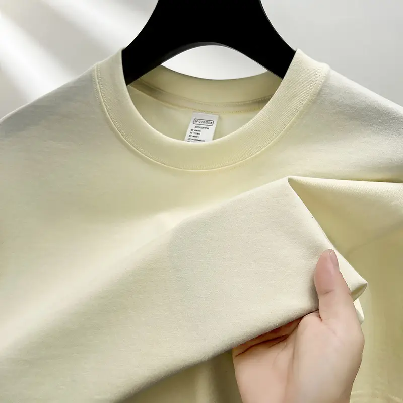 Men Women Pure Cotton Off Shoulder T-Shirt 230g - Image 5