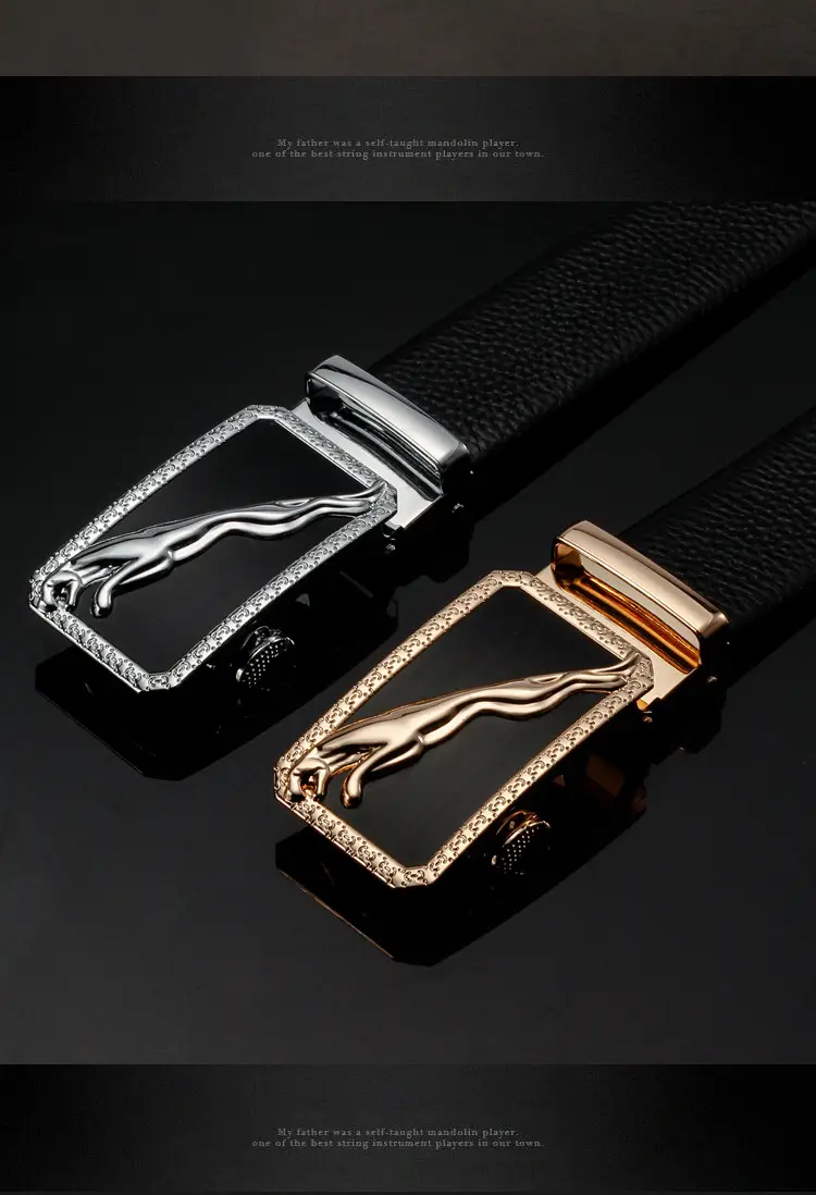 Men's Black Leather Belt with Gold Buckle & Customizable — feature 15