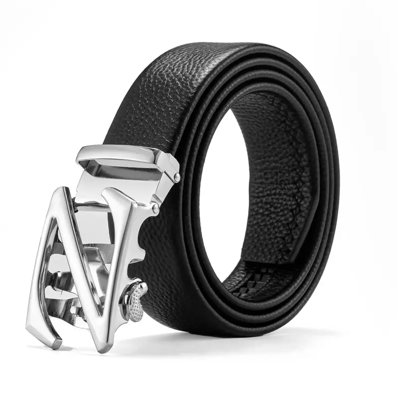 Men's Black Leather Belt with Gold Buckle & Customizable