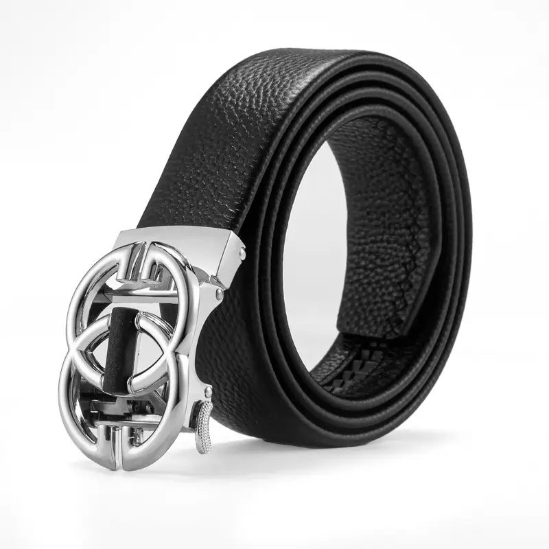 Men's Black Leather Belt with Gold Buckle & Customizable