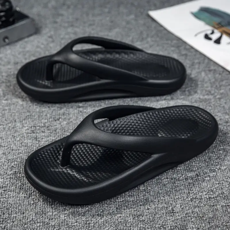 Cross-border Large Size Slippers Summer Korean-style Fashionable Men's Flip-flops Outer Wear Thick Bottom Couple's High-bounce Beach Slippers - Image 3