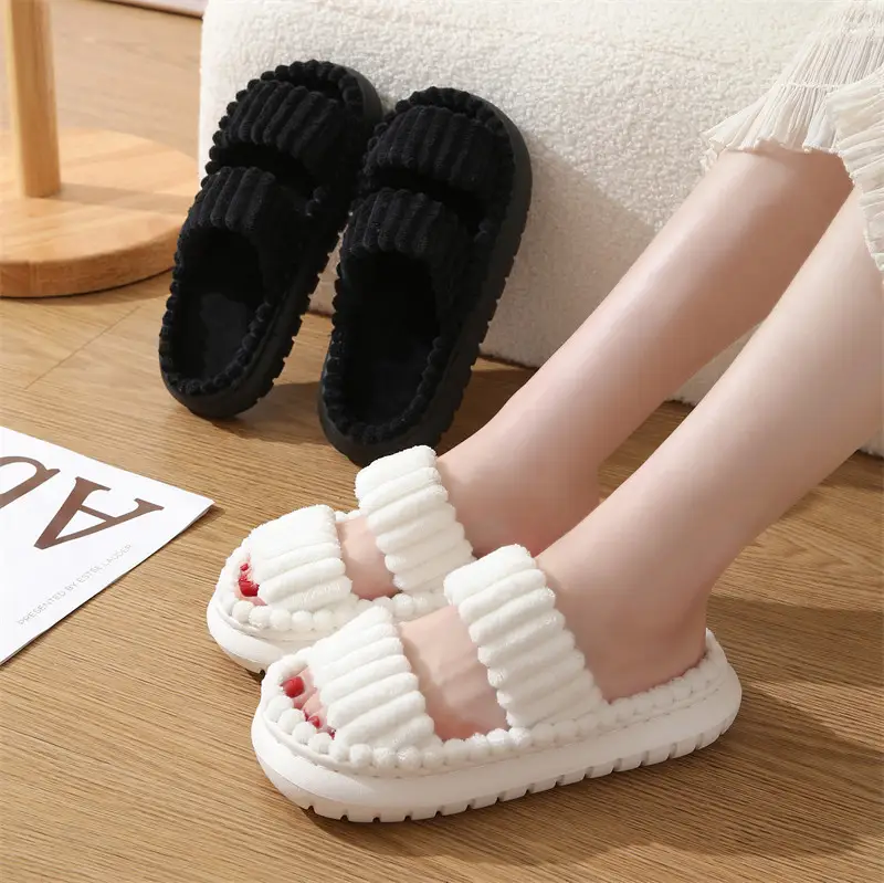 Cross-border New Corduroy Cotton Slippers Women's Household Wholesale Spring and Autumn Home Warm Indoor EVA Thick Bottom Cotton Slippers - Image 4