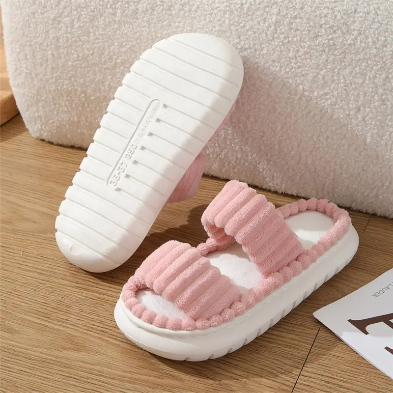 Cross-border New Corduroy Cotton Slippers Women's Household Wholesale Spring and Autumn Home Warm Indoor EVA Thick Bottom Cotton Slippers - Image 5
