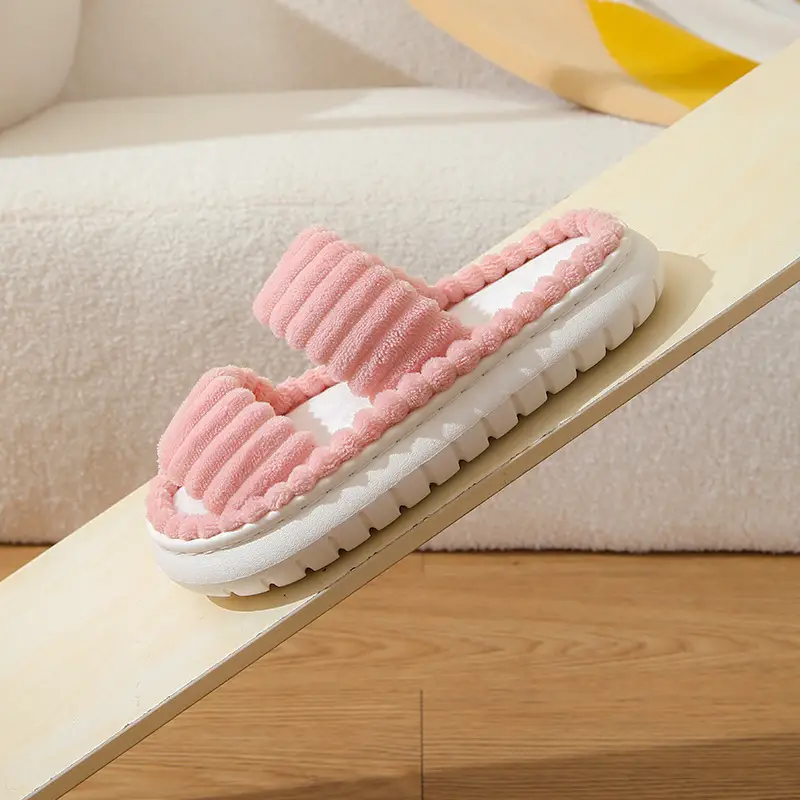 Cross-border New Corduroy Cotton Slippers Women's Household Wholesale Spring and Autumn Home Warm Indoor EVA Thick Bottom Cotton Slippers - Image 6