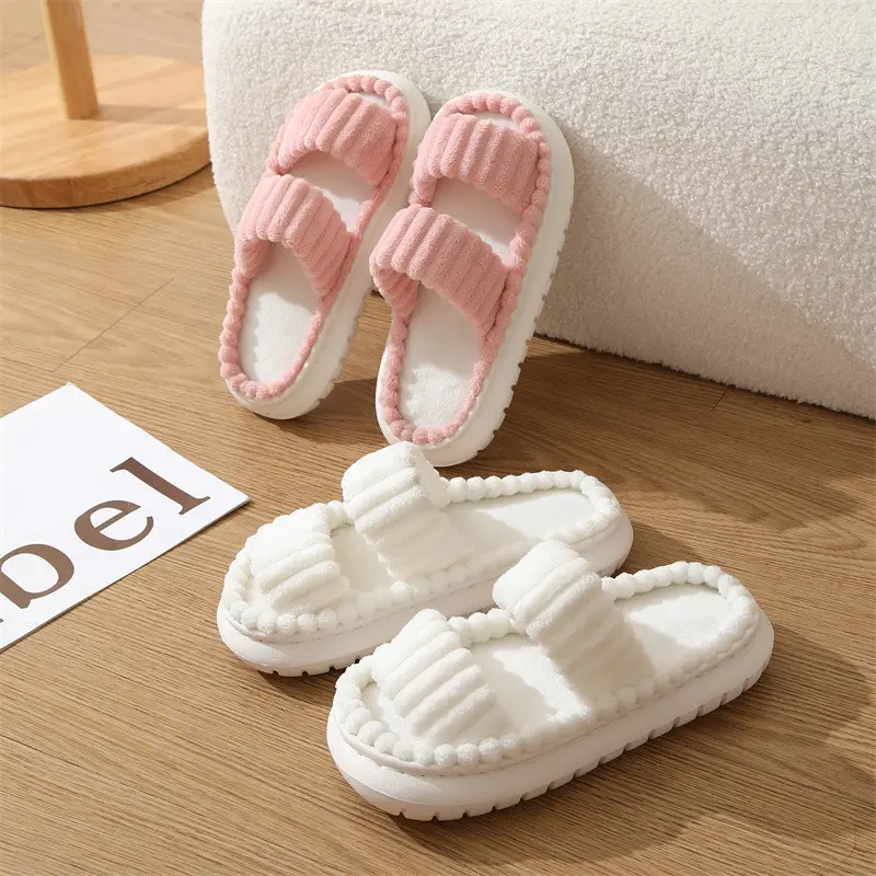 Cross-border New Corduroy Cotton Slippers Women's Household Wholesale Spring and Autumn Home Warm Indoor EVA Thick Bottom Cotton Slippers - Image 7