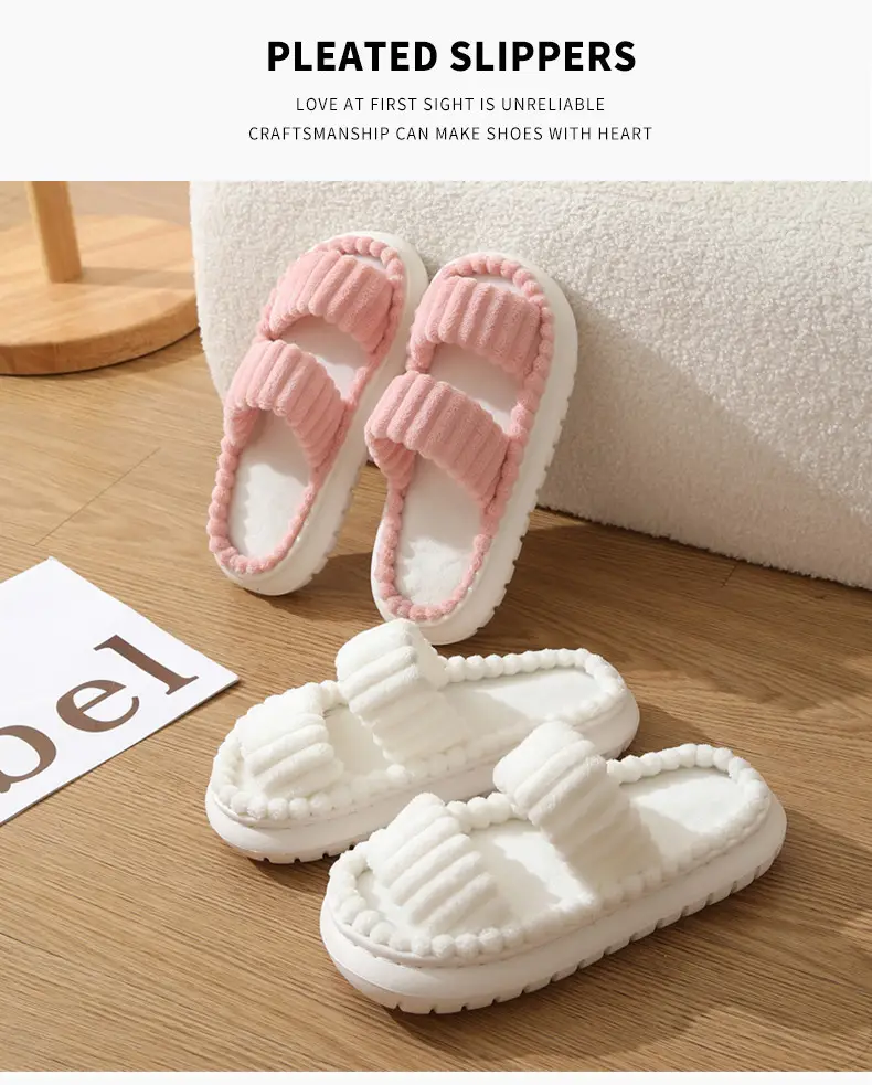 Cross-border New Corduroy Cotton Slippers Women's Household Wholesale Spring and Autumn Home Warm Indoor EVA Thick Bottom Cotton Slippers — feature 11