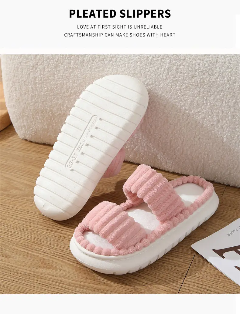 Cross-border New Corduroy Cotton Slippers Women's Household Wholesale Spring and Autumn Home Warm Indoor EVA Thick Bottom Cotton Slippers — feature 13