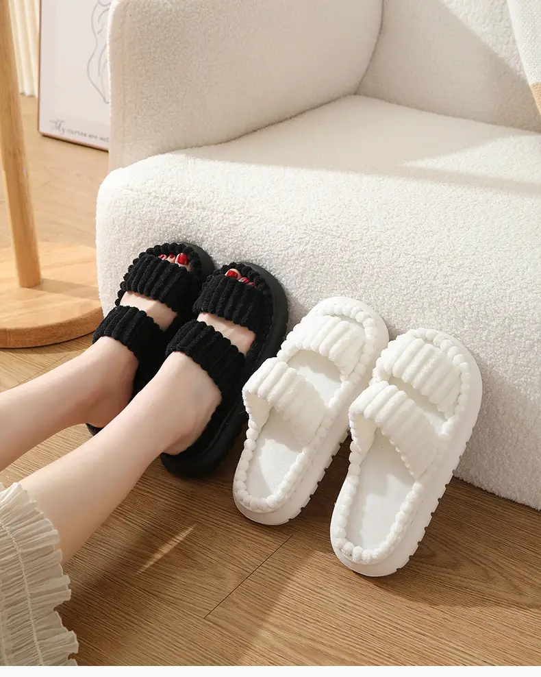 Cross-border New Corduroy Cotton Slippers Women's Household Wholesale Spring and Autumn Home Warm Indoor EVA Thick Bottom Cotton Slippers — feature 3