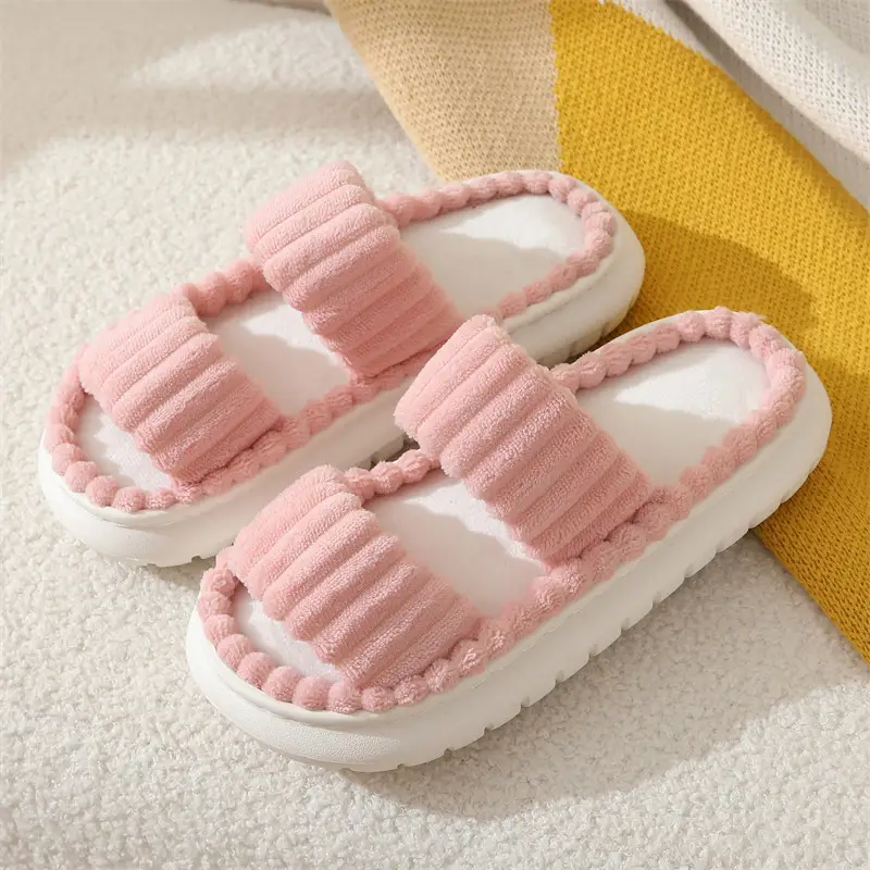 Cross-border New Corduroy Cotton Slippers Women's Household Wholesale Spring and Autumn Home Warm Indoor EVA Thick Bottom Cotton Slippers - Image 2