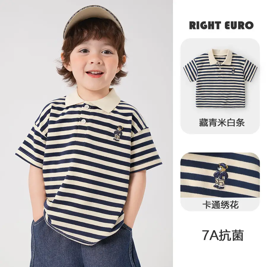 Right European Boys Polo Shirt Short Sleeve Summer Kids - Image 2