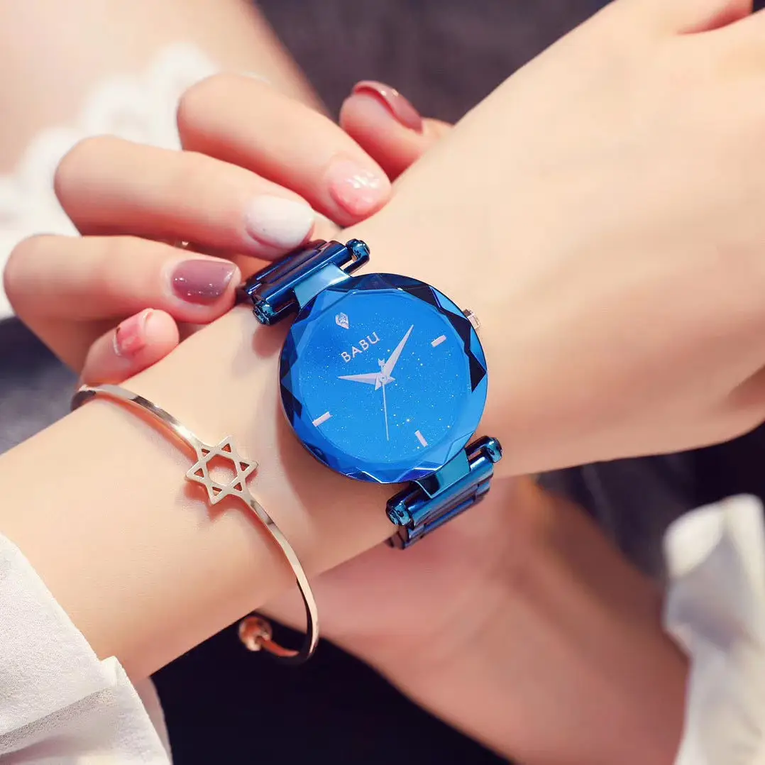 Women's Starry Sky Quartz Watch Rose Gold Steel Band - Image 2
