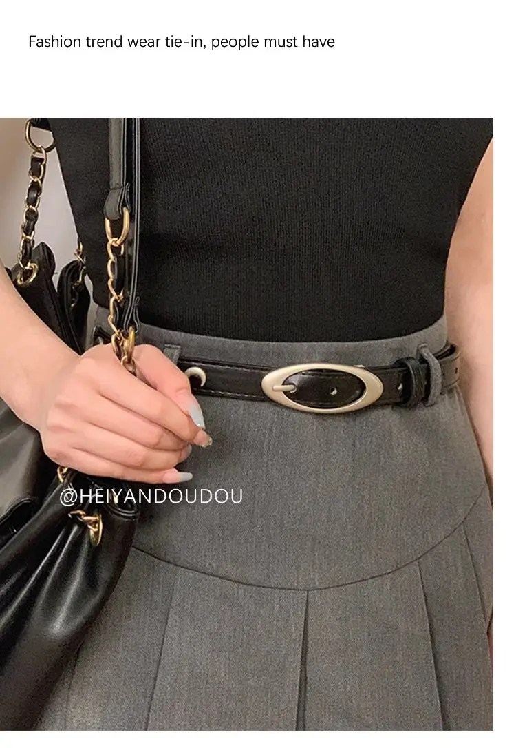Vintage Belt for Women's Ins Style All-match Black — feature 1
