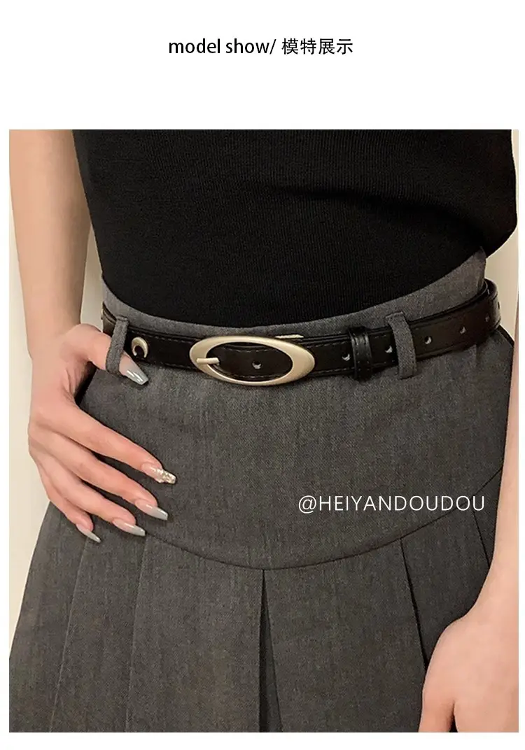 Vintage Belt for Women's Ins Style All-match Black — feature 7