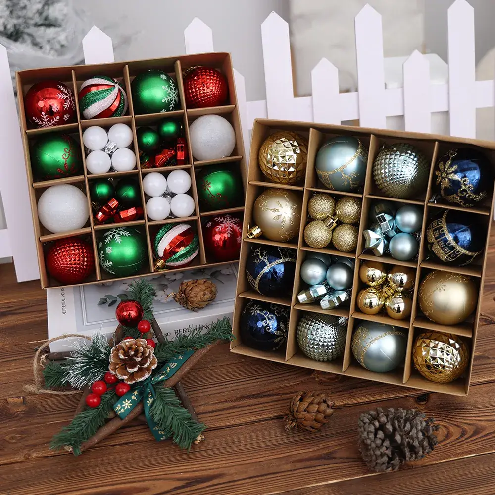 New Christmas Ball Decor Set 44pcs Painted Plated 6cm