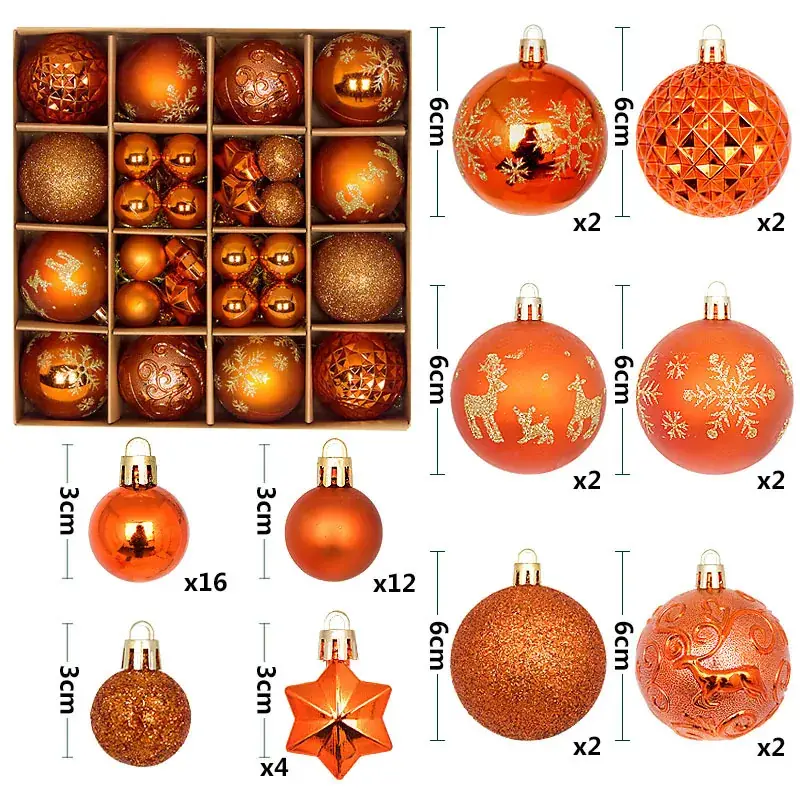 New Christmas Ball Decor Set 44pcs Painted Plated 6cm - Image 15