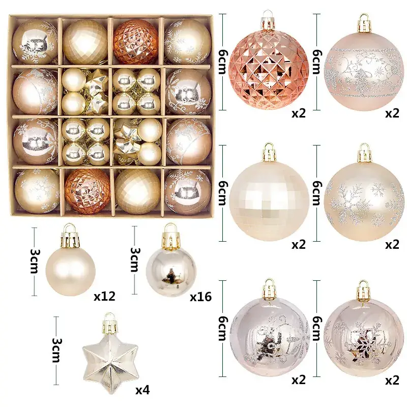 New Christmas Ball Decor Set 44pcs Painted Plated 6cm - Image 20