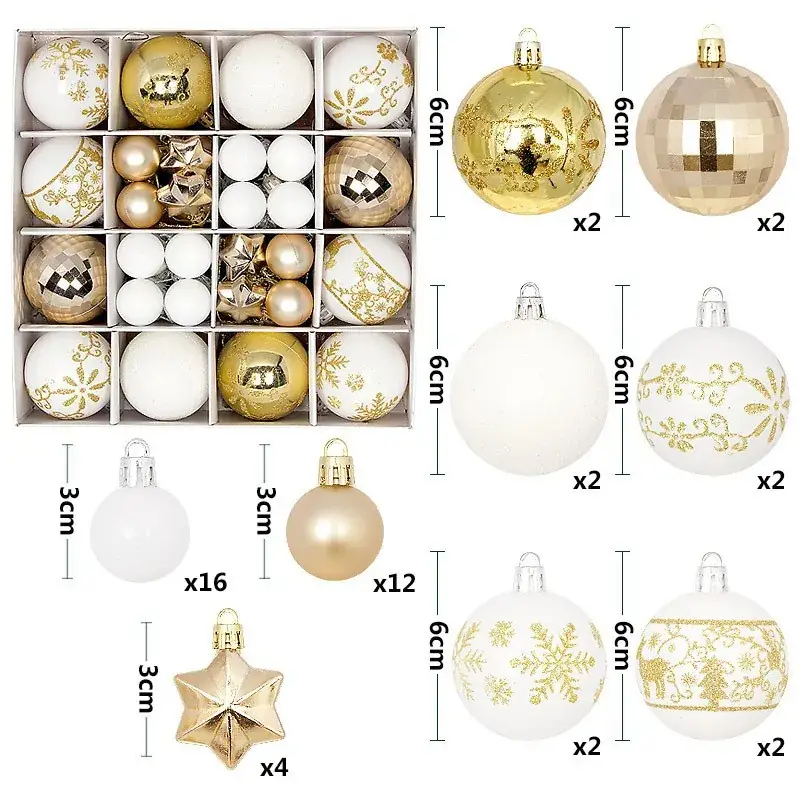 New Christmas Ball Decor Set 44pcs Painted Plated 6cm - Image 5