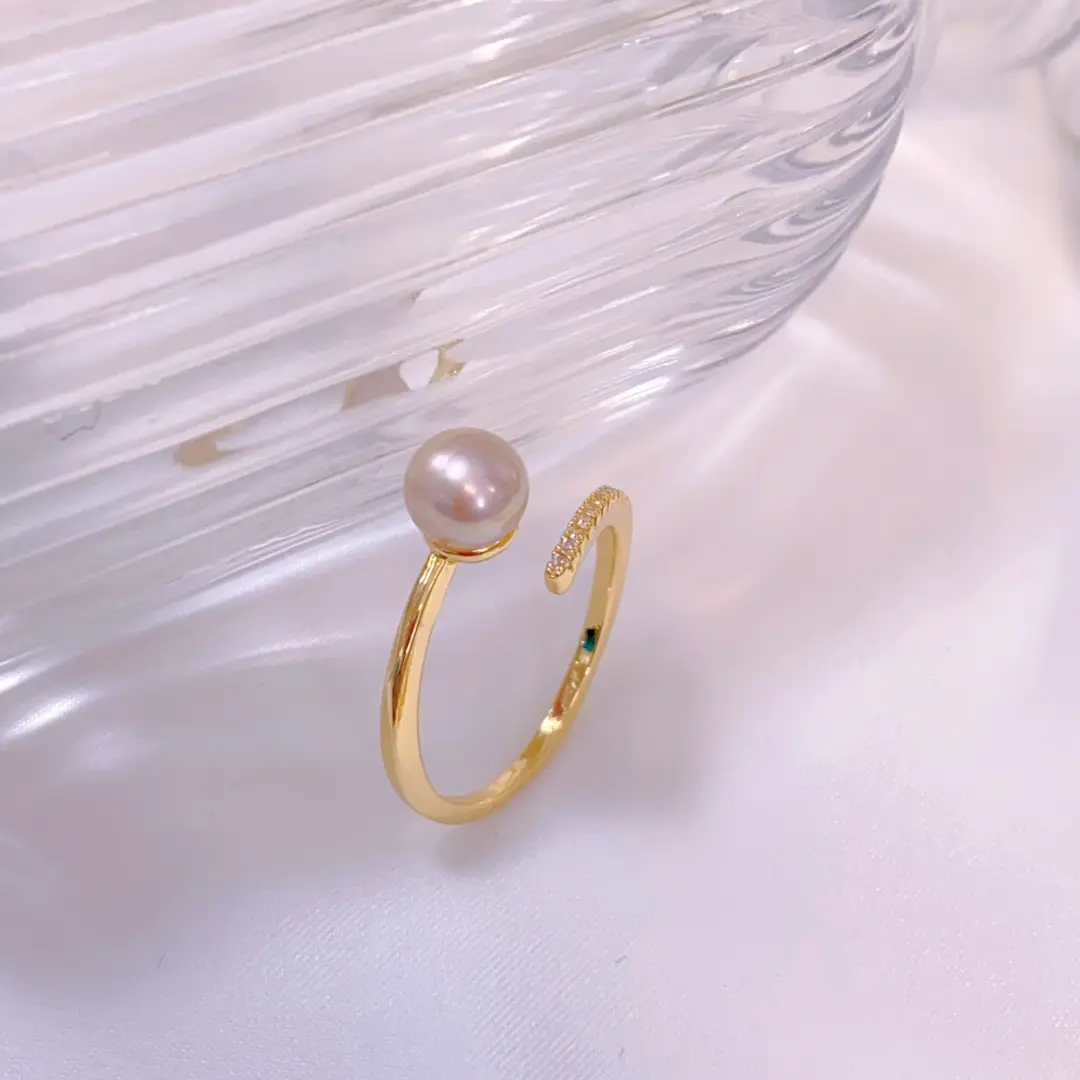 Gold Pearl Adjustable Ring for Girls Gift - Image 3