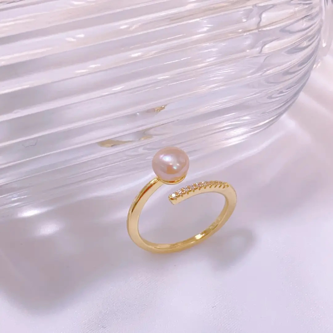 Gold Pearl Adjustable Ring for Girls Gift - Image 4