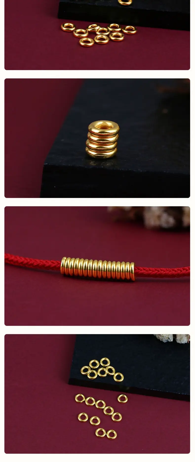 Pure Gold 3D Hard Gold Separator Beads Bracelet for Men Women — feature 6