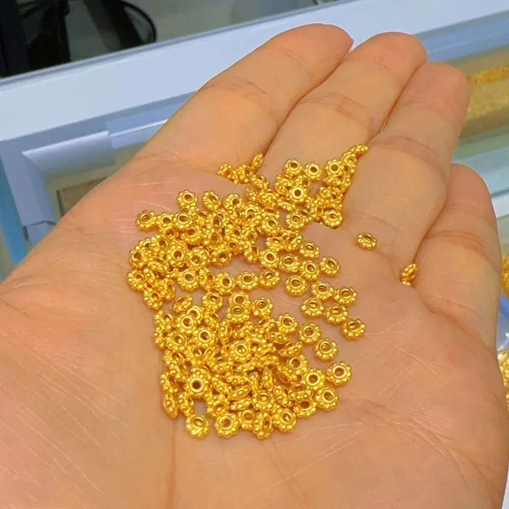 Pure Gold 3D Hard Gold Separator Beads Bracelet for Men Women - Image 5