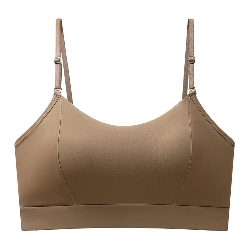 Strappy Bra with Built-In Chest Pads, Snug Fit, Comfortable, Summer Thin Style, Solid Color, Plus Size, Seamless, Beautiful Back Design