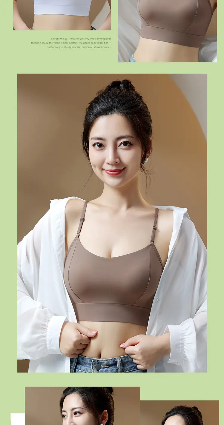 Strappy Bra with Built-In Chest Pads, Snug Fit, Comfortable, Summer Thin Style, Solid Color, Plus Size, Seamless, Beautiful Back Design — feature 19