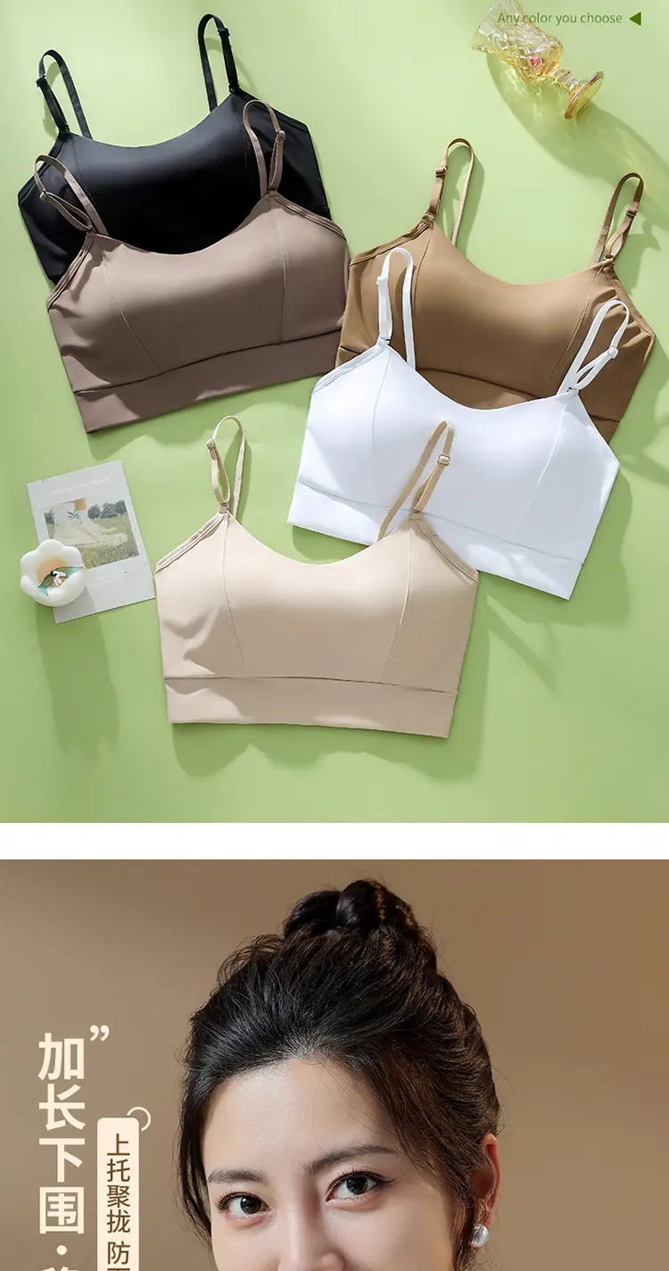 Strappy Bra with Built-In Chest Pads, Snug Fit, Comfortable, Summer Thin Style, Solid Color, Plus Size, Seamless, Beautiful Back Design — feature 5