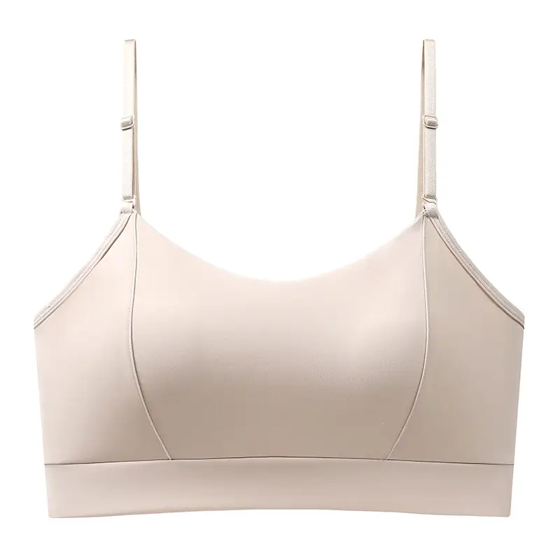 Strappy Bra with Built-In Chest Pads, Snug Fit, Comfortable, Summer Thin Style, Solid Color, Plus Size, Seamless, Beautiful Back Design