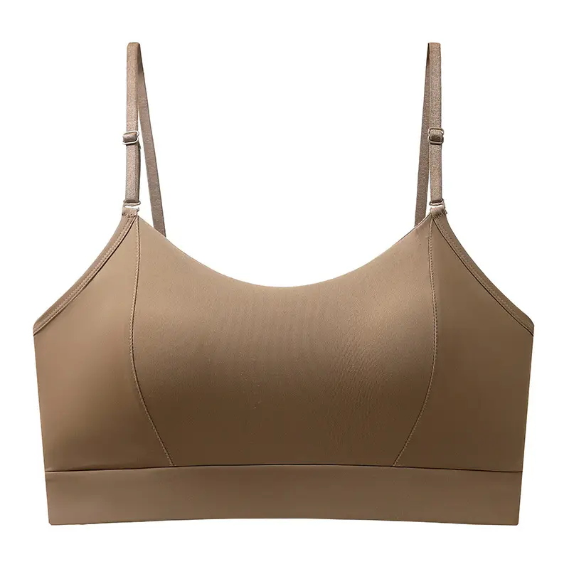 Strappy Bra with Built-In Chest Pads, Snug Fit, Comfortable, Summer Thin Style, Solid Color, Plus Size, Seamless, Beautiful Back Design