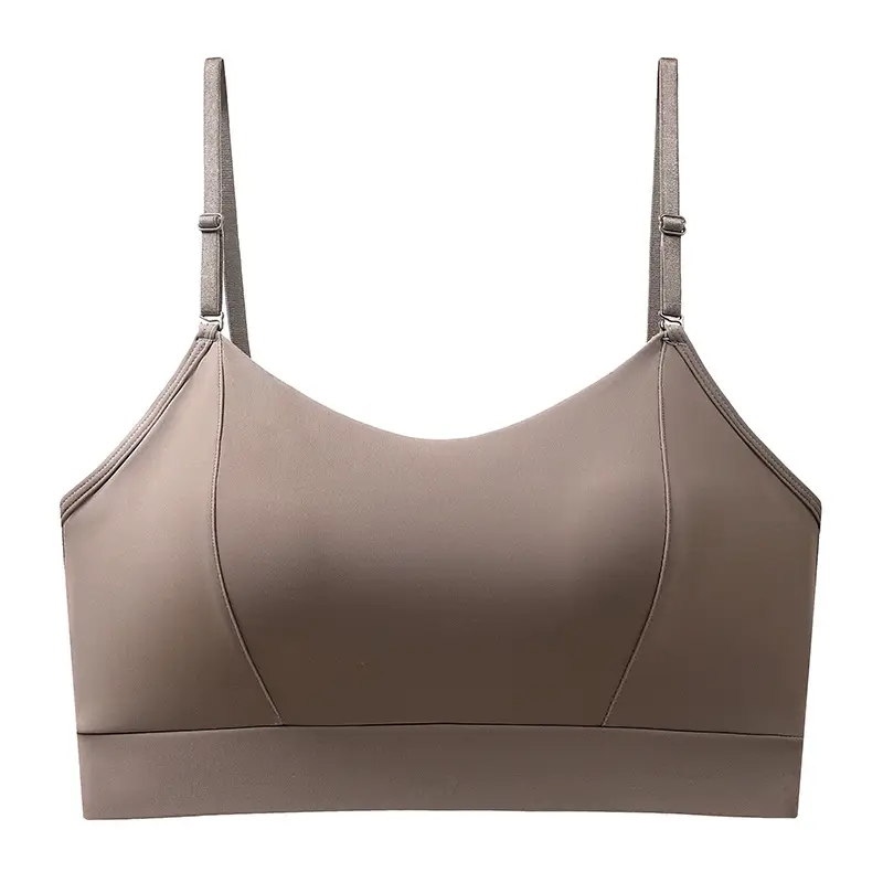 Strappy Bra with Built-In Chest Pads, Snug Fit, Comfortable, Summer Thin Style, Solid Color, Plus Size, Seamless, Beautiful Back Design
