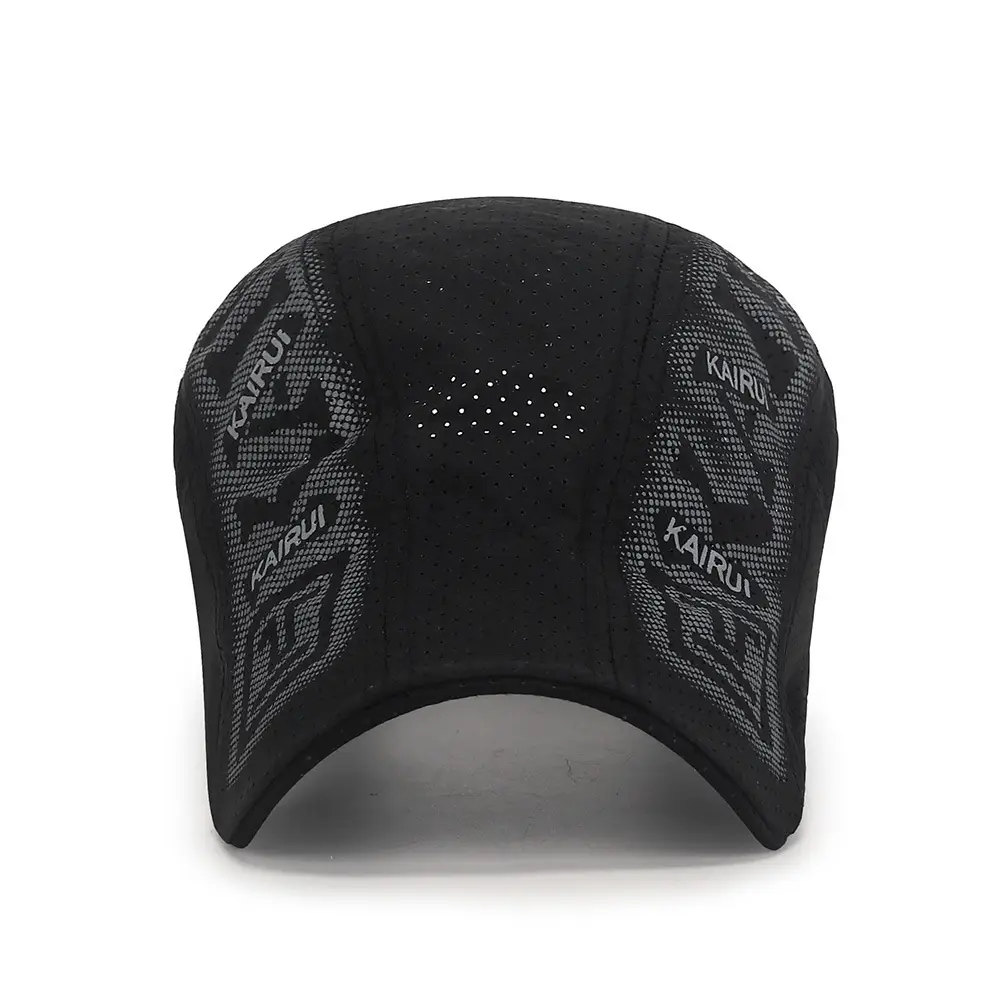 Men's Black Mesh Peaked Cap with Punched Design