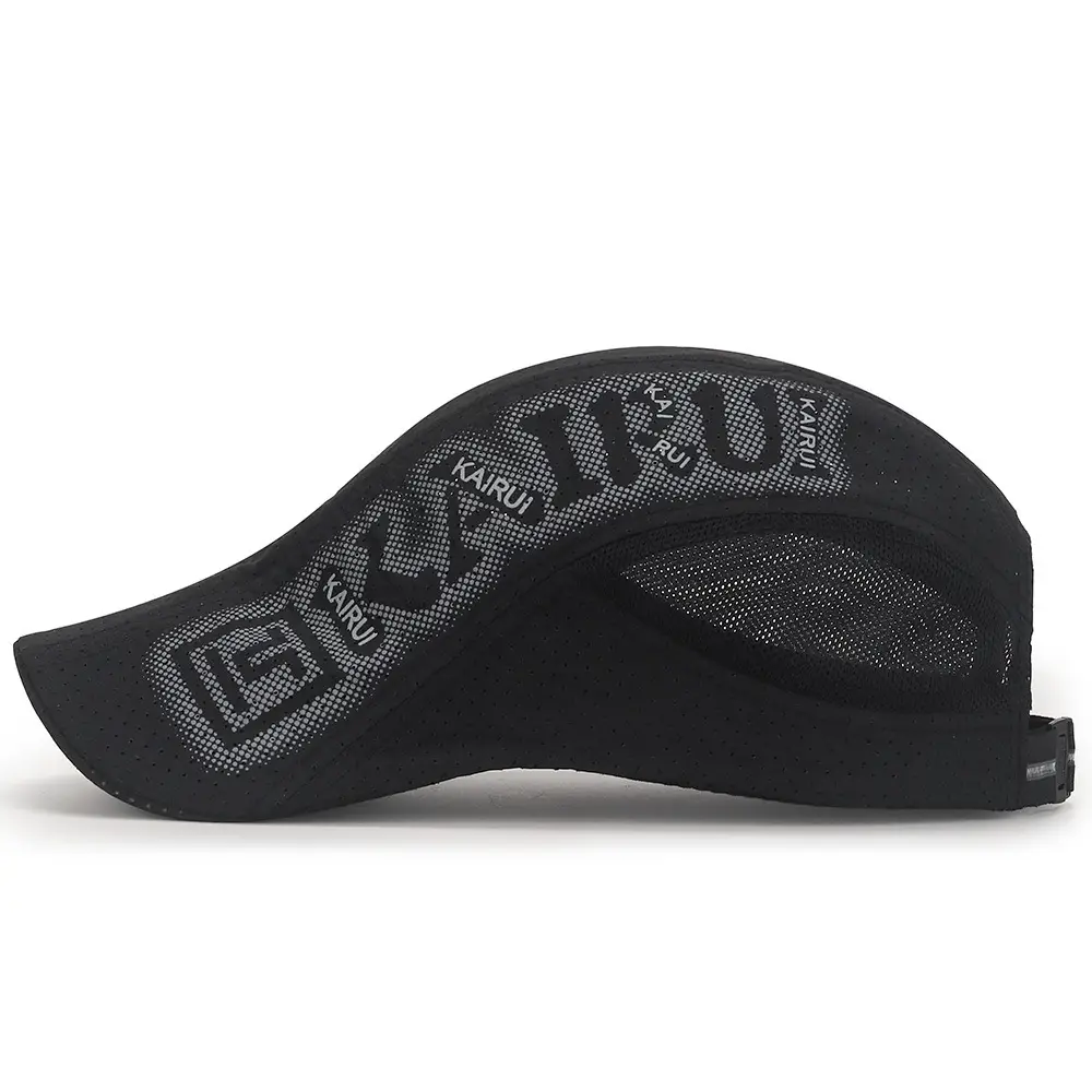 Men's Black Mesh Peaked Cap with Punched Design