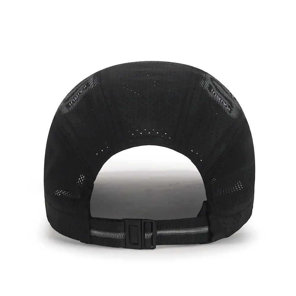Men's Black Mesh Peaked Cap with Punched Design