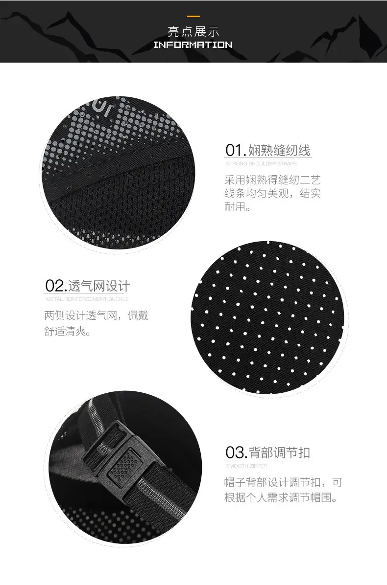 Men's Black Mesh Peaked Cap with Punched Design — feature 2
