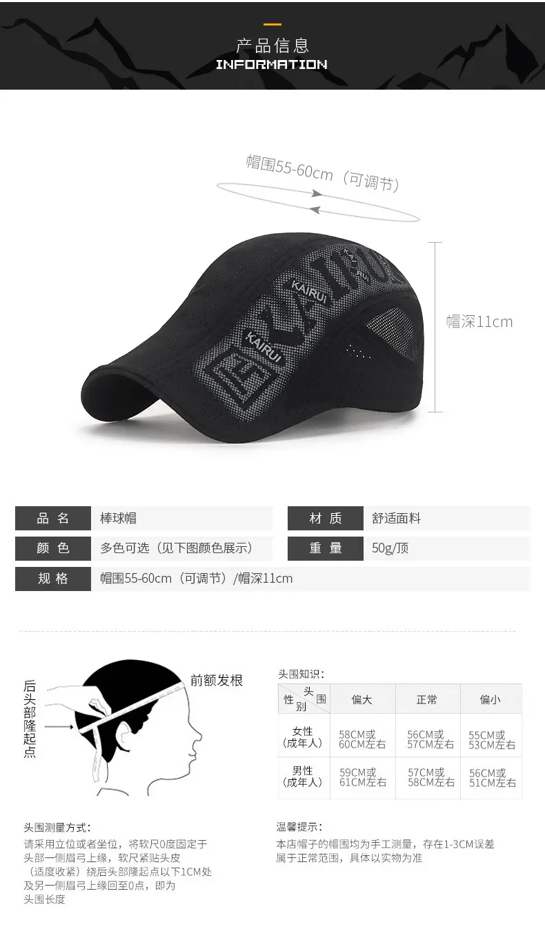 Men's Black Mesh Peaked Cap with Punched Design — feature 3