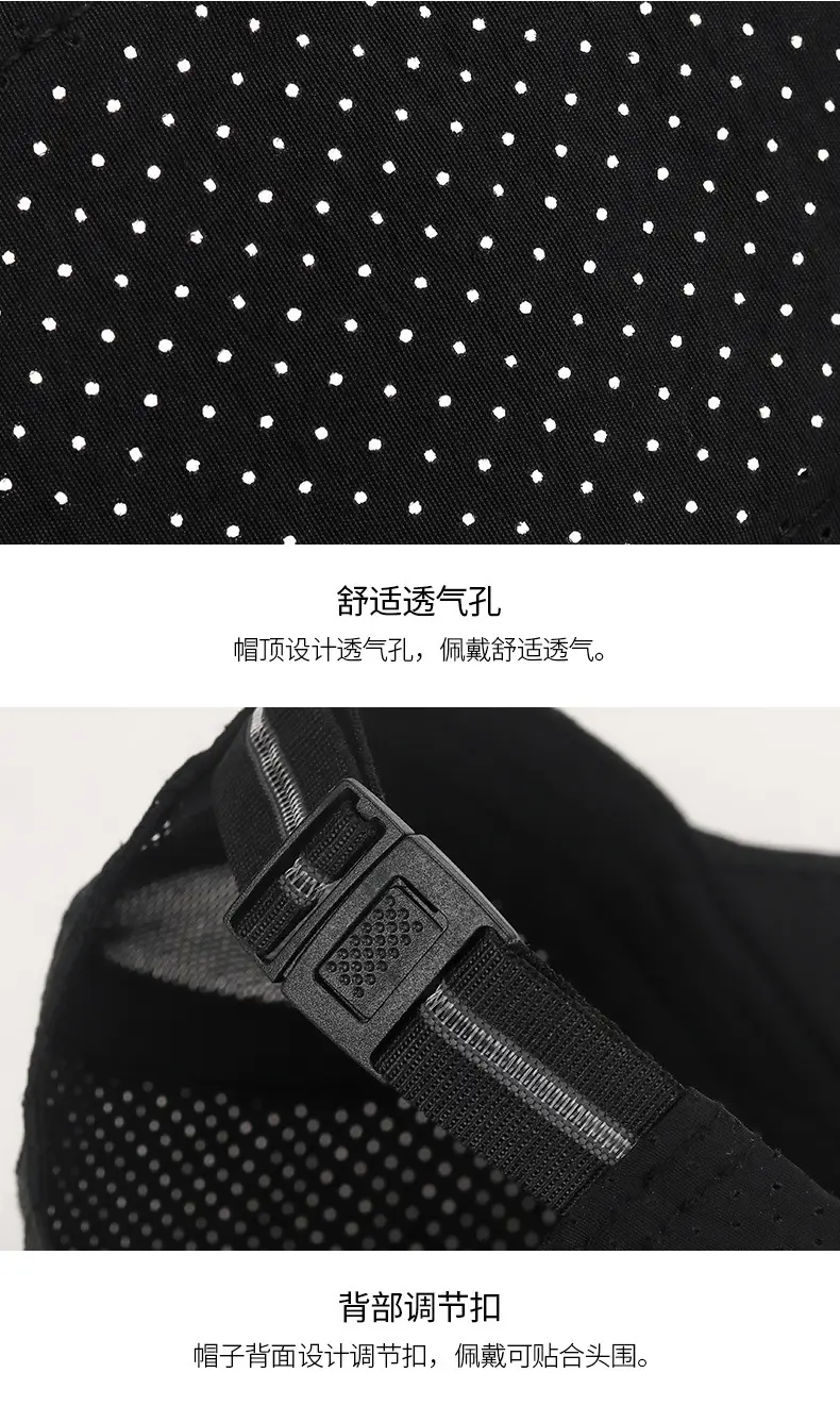Men's Black Mesh Peaked Cap with Punched Design — feature 9