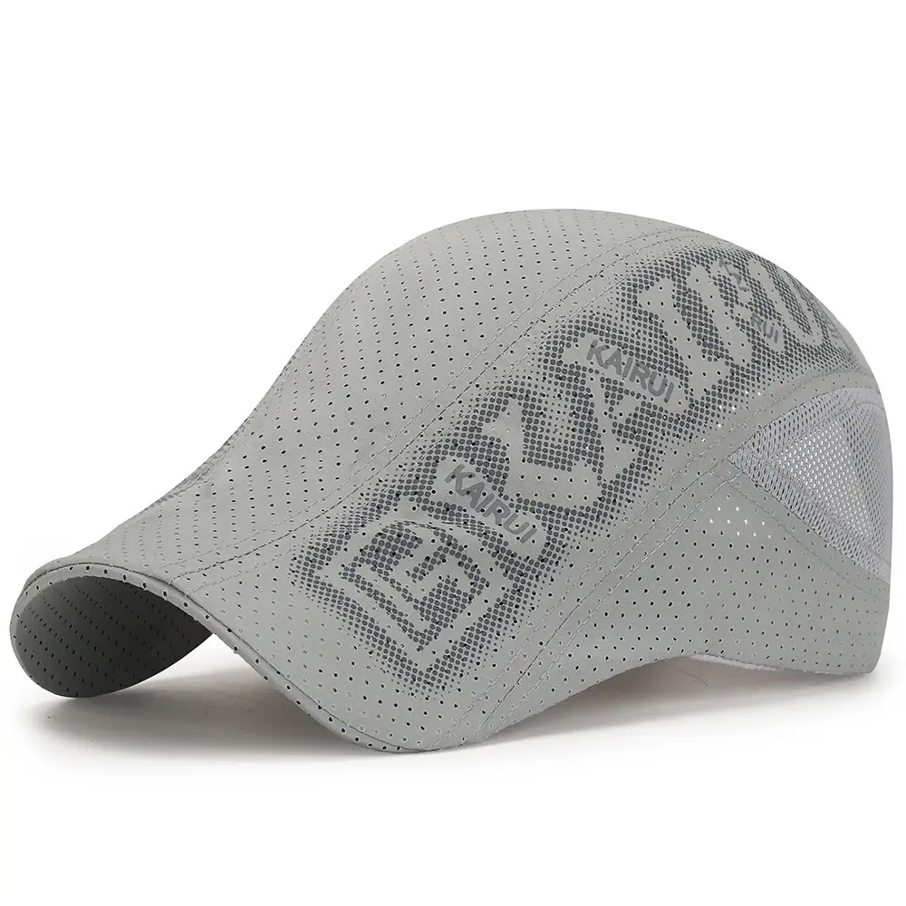 Men's Black Mesh Peaked Cap with Punched Design
