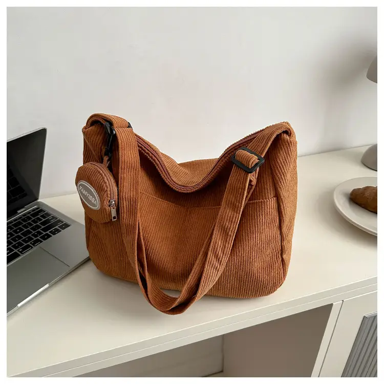 Corduroy Shoulder Crossbody Bag Women Brown 2024 - Image 8