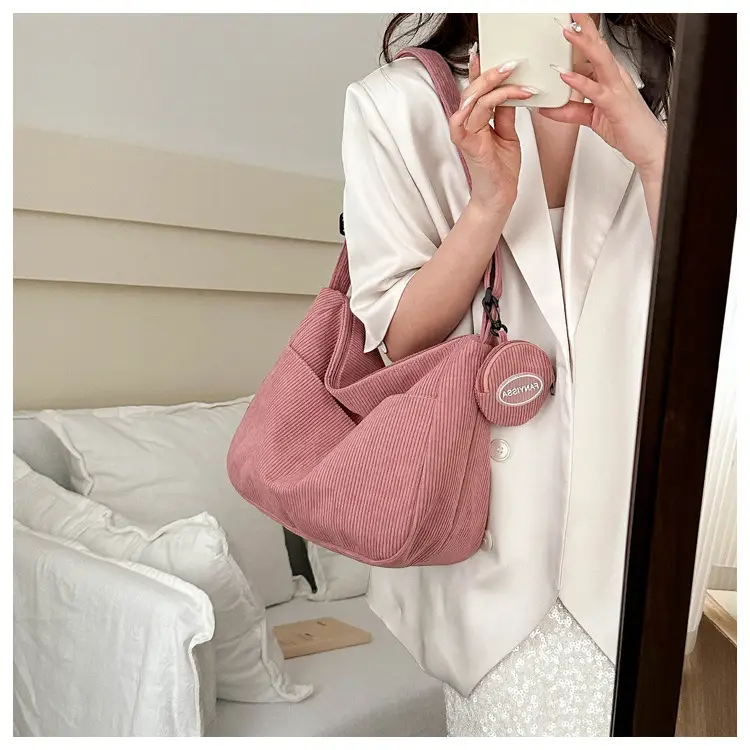 Corduroy Shoulder Crossbody Bag Women Brown 2024 - Image 11