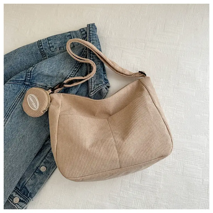 Corduroy Shoulder Crossbody Bag Women Brown 2024 - Image 3