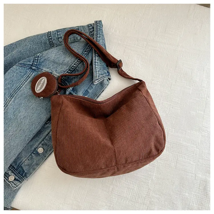 Corduroy Shoulder Crossbody Bag Women Brown 2024 - Image 5