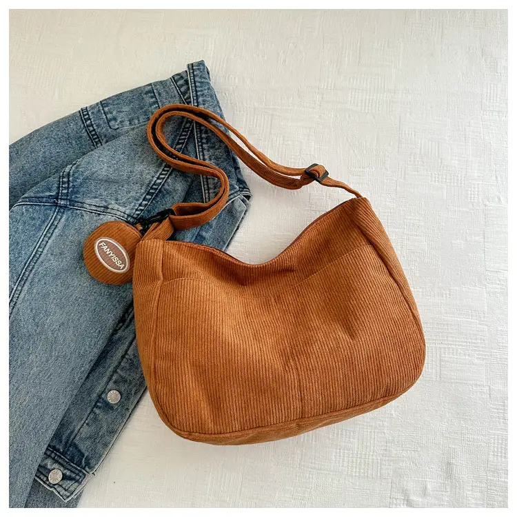 Corduroy Shoulder Crossbody Bag Women Brown 2024 - Image 7