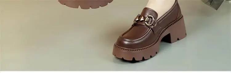 2024 New Women's Shoes Soft Leather All-match Small Leather Shoes for Students Thick-soled Increased Loafers British-style Slip-on Shoes — feature 13