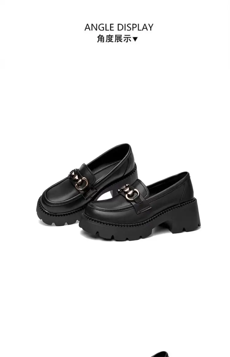 2024 New Women's Shoes Soft Leather All-match Small Leather Shoes for Students Thick-soled Increased Loafers British-style Slip-on Shoes — feature 20